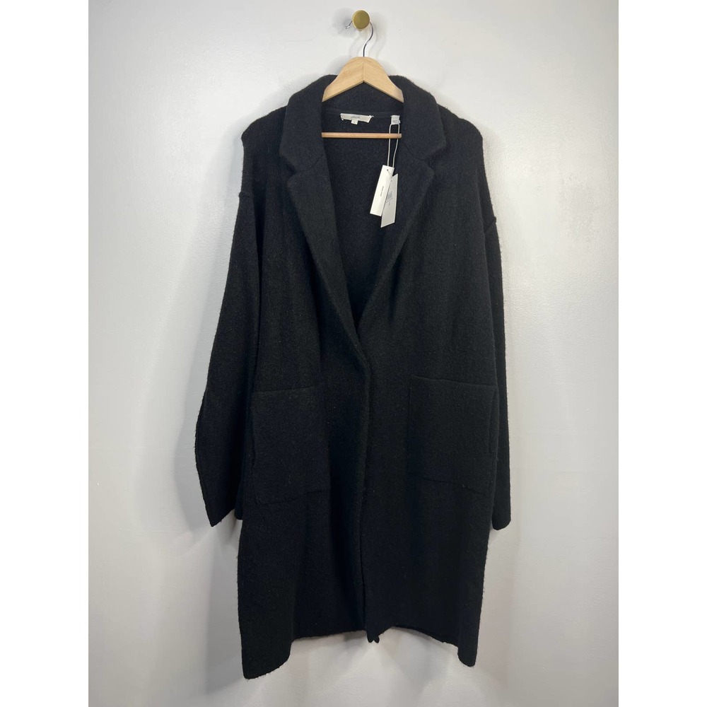 Vince Merino Wool Blend Button Longline Cardigan Women's Black Size: Large NWT - Picture 2 of 11